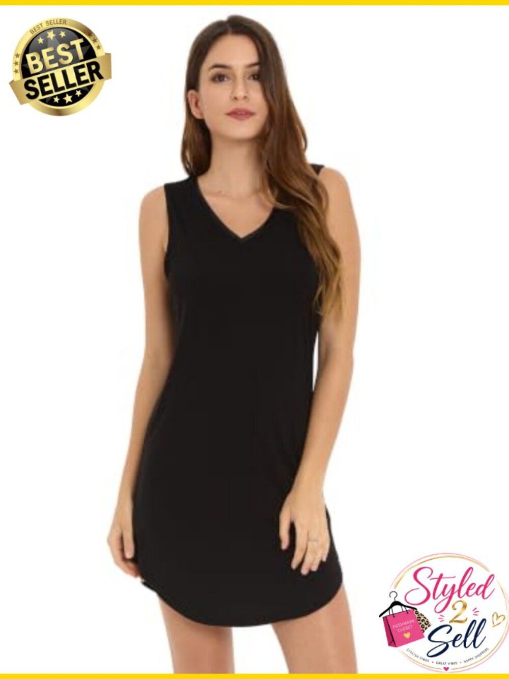 Bamboo Viscose Nightgown Sleeveless V-Neck Tank Sleepshirt Soft